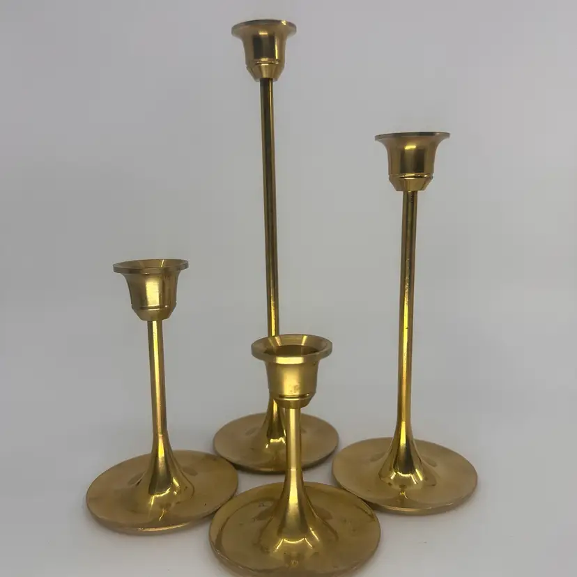Brass Candleholders For Slim Candles Set/4