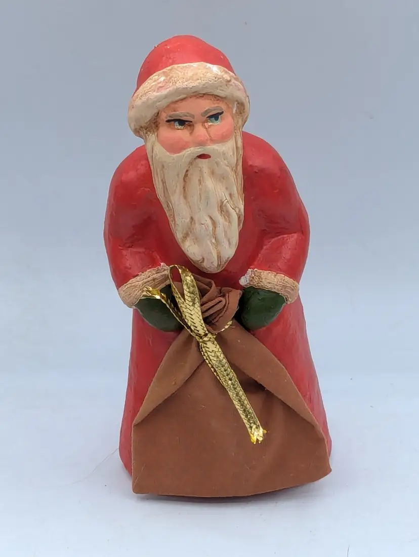 Vintage Favare Santa Claus Candy Container Toy Bag 7”