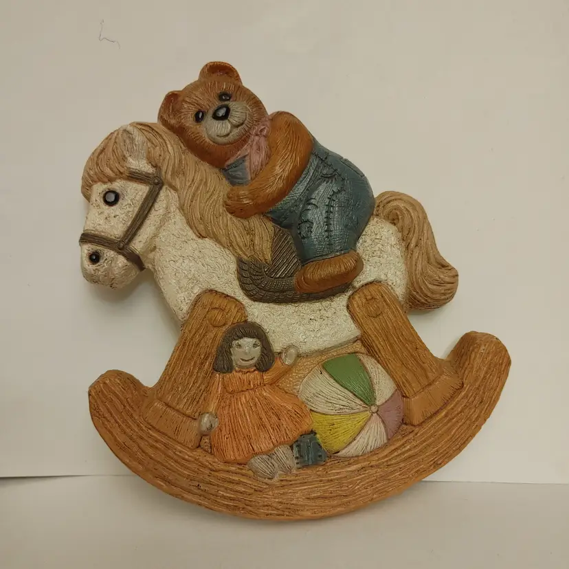 Wall Decor- Bear on Rocking Chair. By Frankie's Designs. 1986. 9 inches tall.