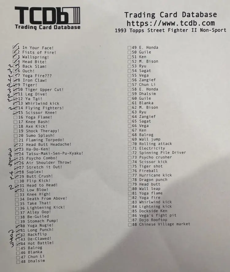 1993 Topps Street Fighter II & 1995 Upper Deck Street Fighter Card Lot