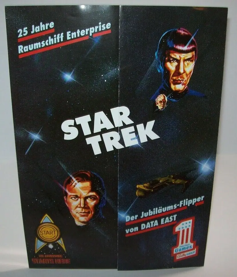 Star Trek 25th Anniversary Pinball FLYER Rare German Bally Wulff Foldout Version