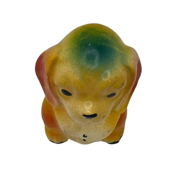 Vintage Chalkware Dog Figure Carnival Fair Prize Style 4" Statue Puppy Dog