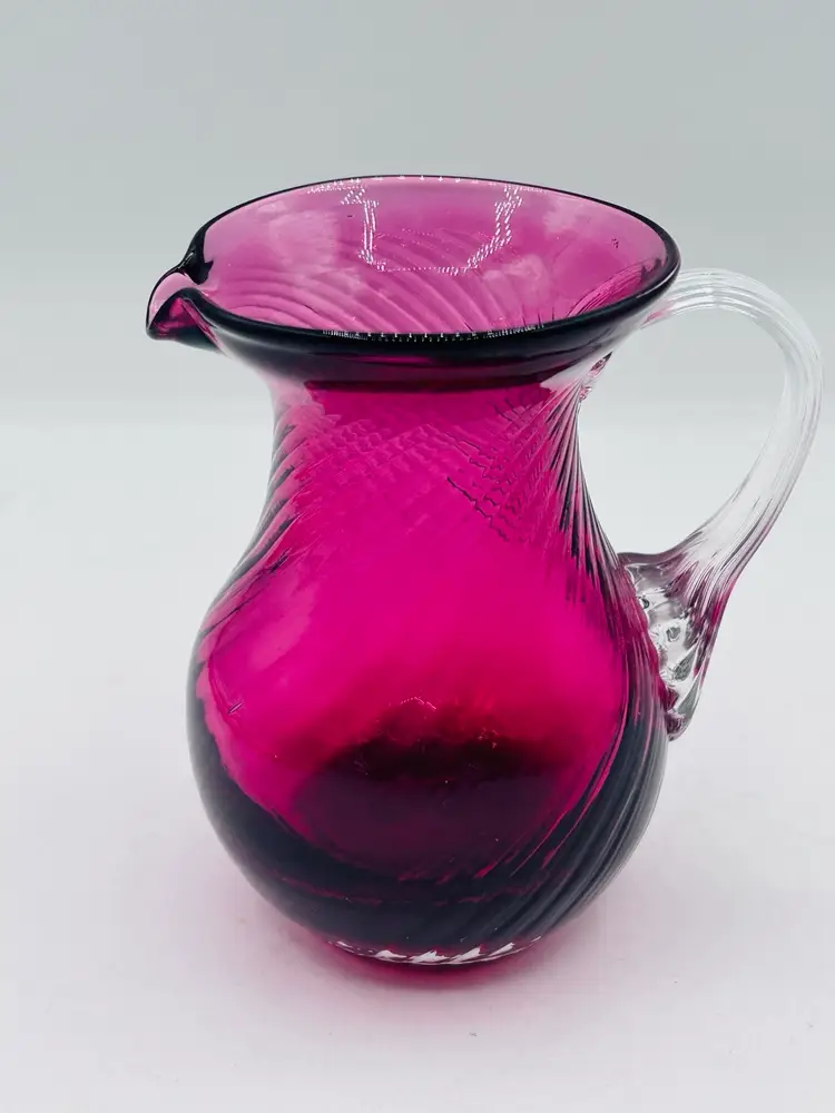 Pilgrim Cranberry Small Mini Pitcher Creamer Vintage 4.5”