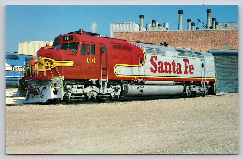 Postcard Santa Fe 101 Train Locomotive Model FP-45 Diesel Electric General Motors Railroad - LaGrange Illinois - 14652