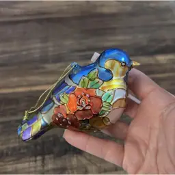 Glass Bird Ornament Stained Glass Style