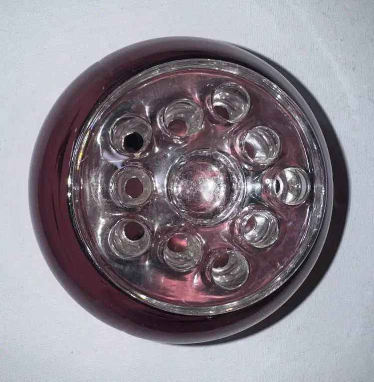 Viking Glass Flowerlite Amethyst Purple Flower Frog Vase 3-footed Vintage