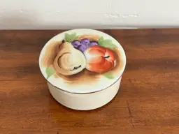 Vintage Hand Painted Fruit Motif Ceramic Trinket Box