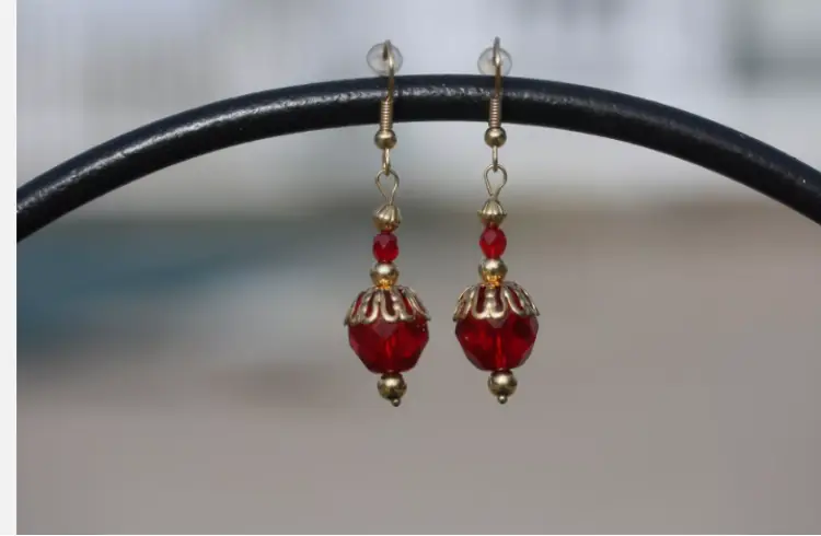 Handmade Splash of Red Earrings Lot of 50 boxed Christmas