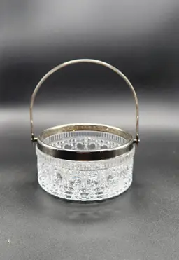 Vintage Crystal Basket Dish