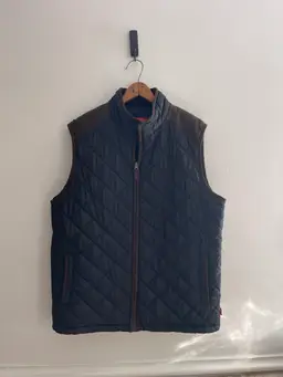 Coleman Quilted Vest Mens L Black Brown Trim Full Zip Lightweight Workwear Field