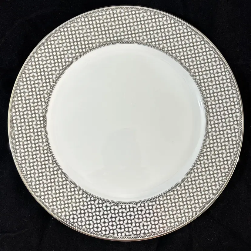 Mikasa Majestic Manor Platter L3169 Buffet Plate Checker Silver Trim Gorgeous