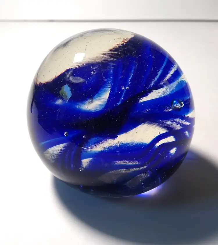 Blue Swirl Glass Paperweight