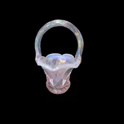 Fenton Miniature Diamond Lace Pink Opalescent Basket