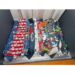 Vintage Lot Of 12 Character Ties Snoopy Coca Cola Spy Vs Spy Mickey Mouse & Looney Tunes