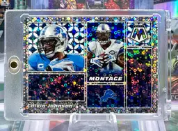 Calvin Johnson Jr. 2020 Mosaic MONTAGE No Huddle Disco Silver Prizm Detroit Lions