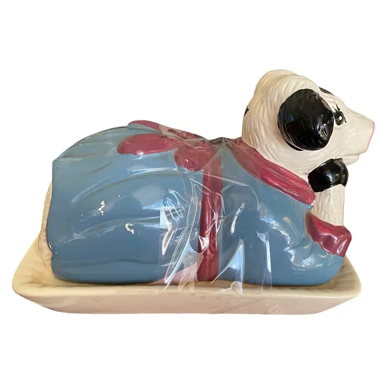 1990s Ceramic Cow Butter Dish