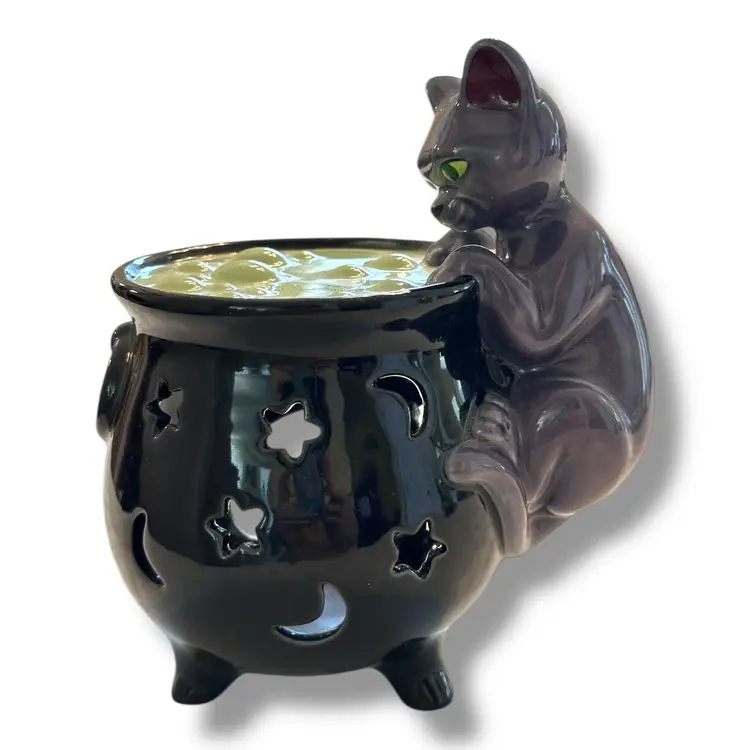 Halloween Hocus Pocus Binx Cat Cauldron Led Tea Light Candle Holder Disney Parks