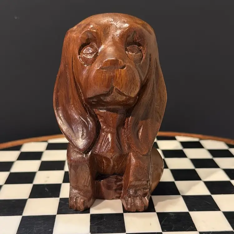 Mid-century HandCarved Long Eared Dog