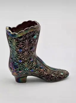 Fenton Iridescent Carnival Glass Boot