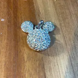 Disney Napier Rhinestone Mickey Mouse Ear Pendant Silvertone
