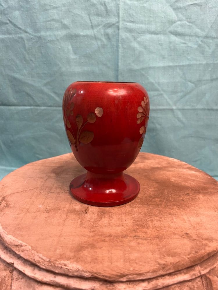 Wood Hand Turned Red Vase