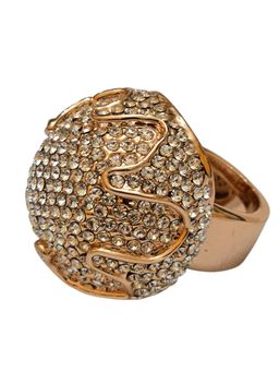 Huge Blingy Pink Gold Tone Cocktail Ring Size 8 (A9058)