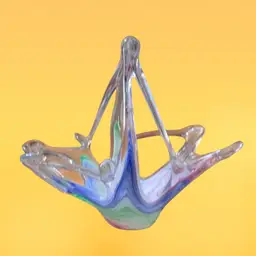 23. Vintage VENETIAN STYLE Blue, Green, and Pink Hand Blown Art Glass Candy Dish