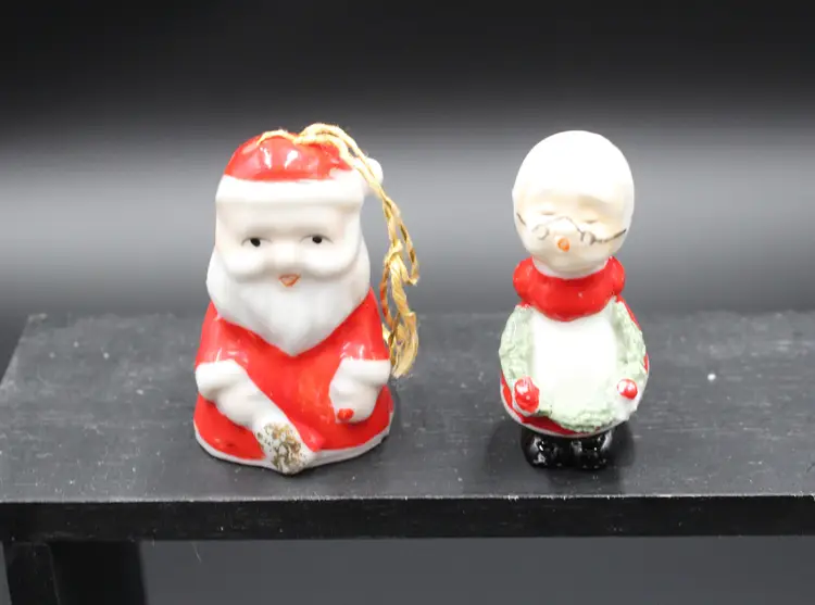 Porcelain Santa Bell and Mrs. Claus, not a matching set but look great together