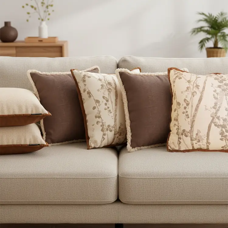 SOGA 6PC Pillowcase Set – 45cm Victorian Rose, Vintage Off-White & Botanical Branch Decorative pillow Covers