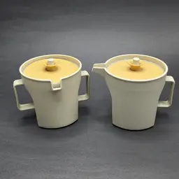 Tupperware Cream and Sugar Set Beige Harvest Gold 1414-4 & 1415-4