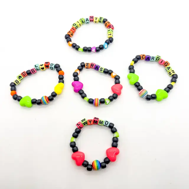 Eras Tour Friendship Bracelets Trading Stretch Beaded Handmade Set of 5 B25