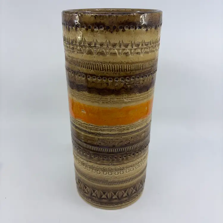Mid Century Aldo Londi Bitossi Pottery For Raymor Sahara Vase 10.25”
