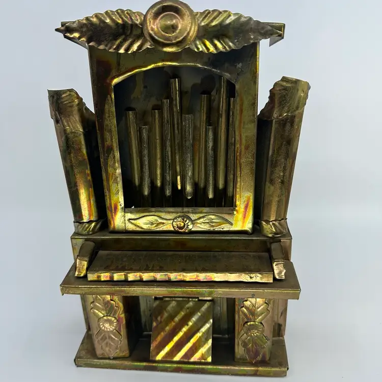 Vintage Copper Metal Music Box Plays Amazing Grace