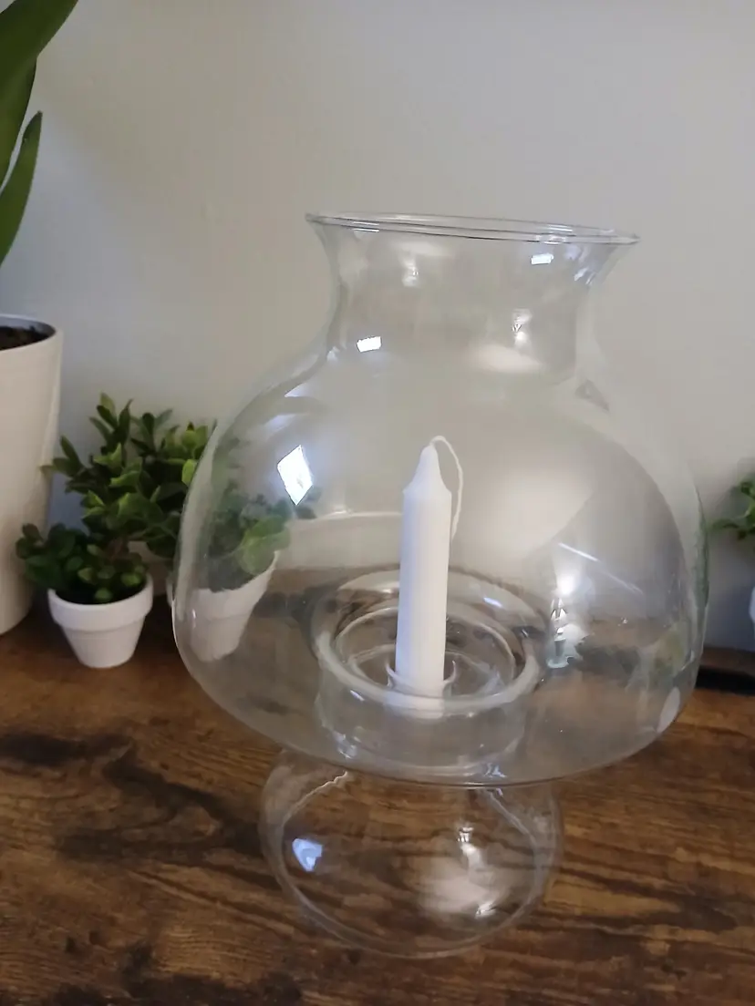 Vintage Glass Hurricane Candle Holder 057