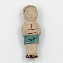 Vintage Bisque Boy Figurine with Sailboat