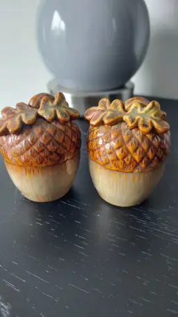 Glazed Ceramic Fall Acorns Salt and Pepper Shakers