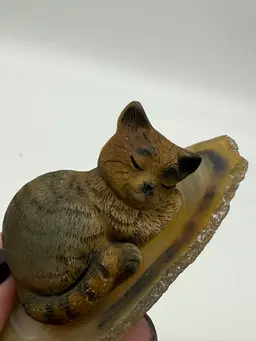 Vintage West Germany Cat Figurine On Agate
