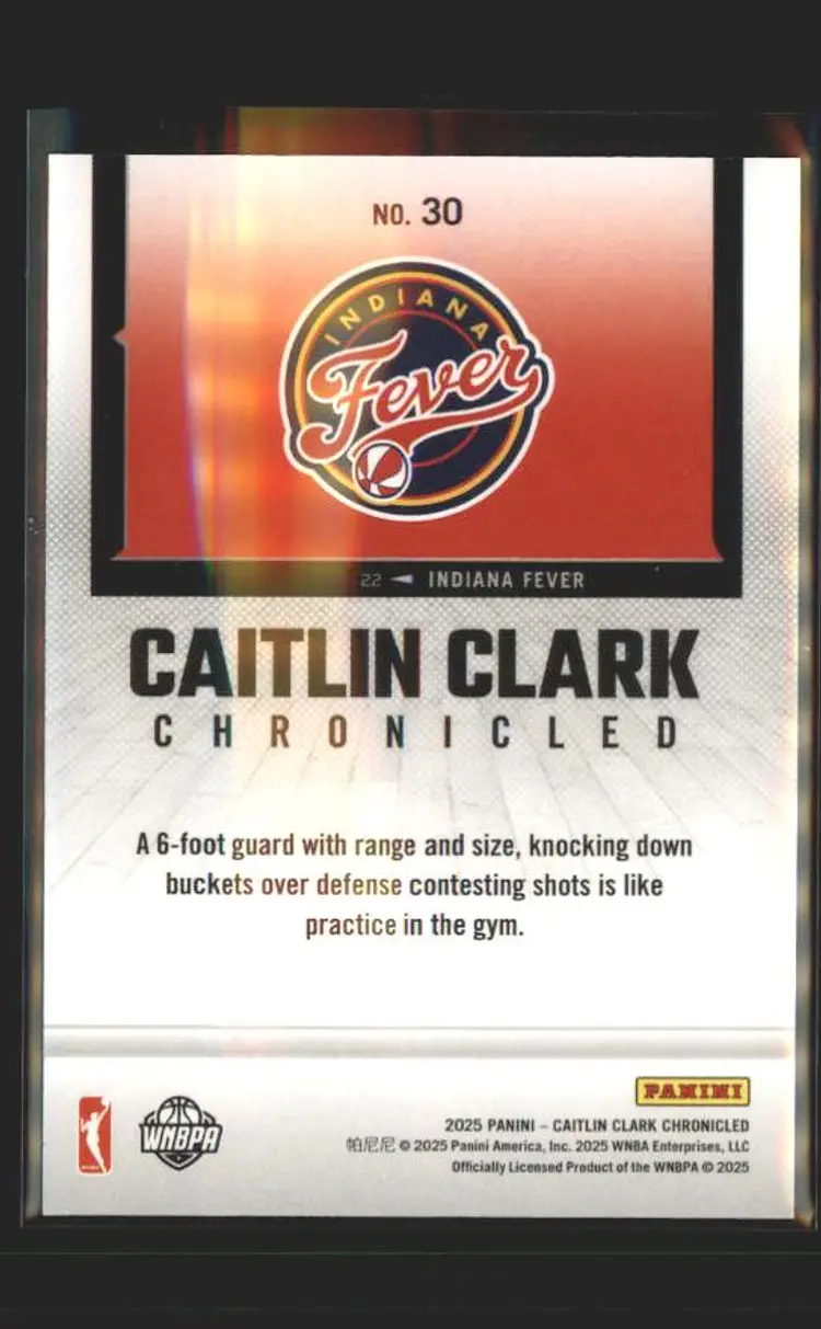 2025 Panini Caitlin Clark Chronicled #30 Caitlin Clark Holo - (137) - Indiana Fever
