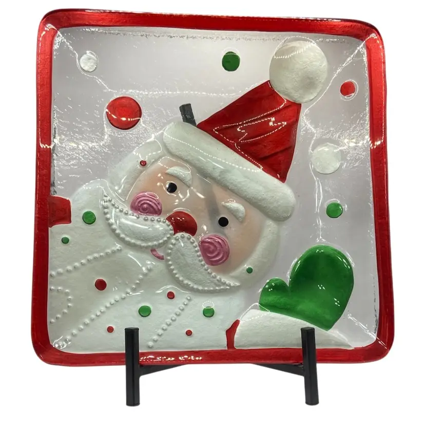 Demdaco Colorful Santa Platter, 13” Square