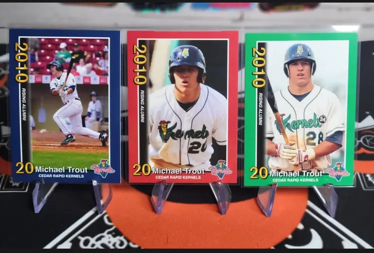 Michael Trout 2010 Cedar Rapids Kernels Rising Alumni Complete 3-Card Set
