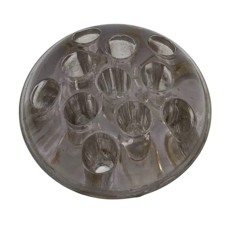 Vintage Clear Glass Flower Frog – 11 Hole, Round Dome, 3" Footed Floral Holder