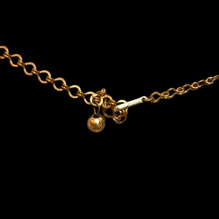 Gold Tone Coral Color Lucite Necklace Rare? Marked Japan