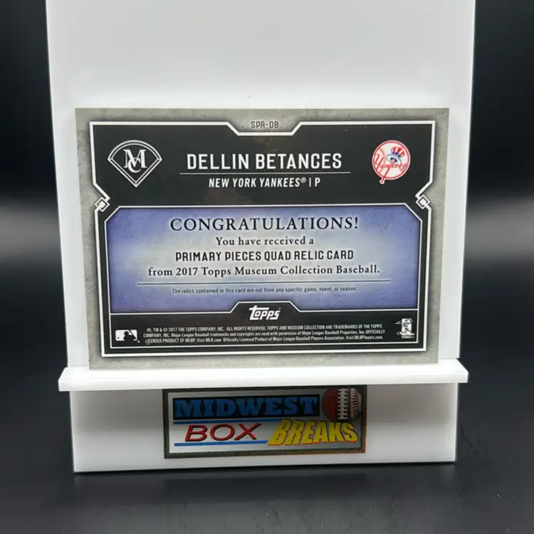 Selling Betances 93/99 Primary Pieces Quad Relic Game Used 2017 Topps Museum Collection New York Yankees
