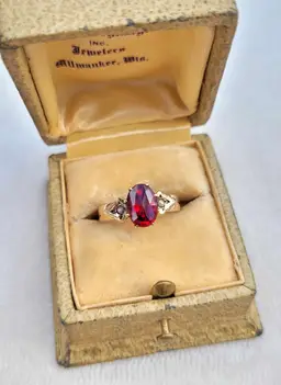 Antique 10k Yellow Gold Red Garnet Pearl Victorian Ring Size 6
