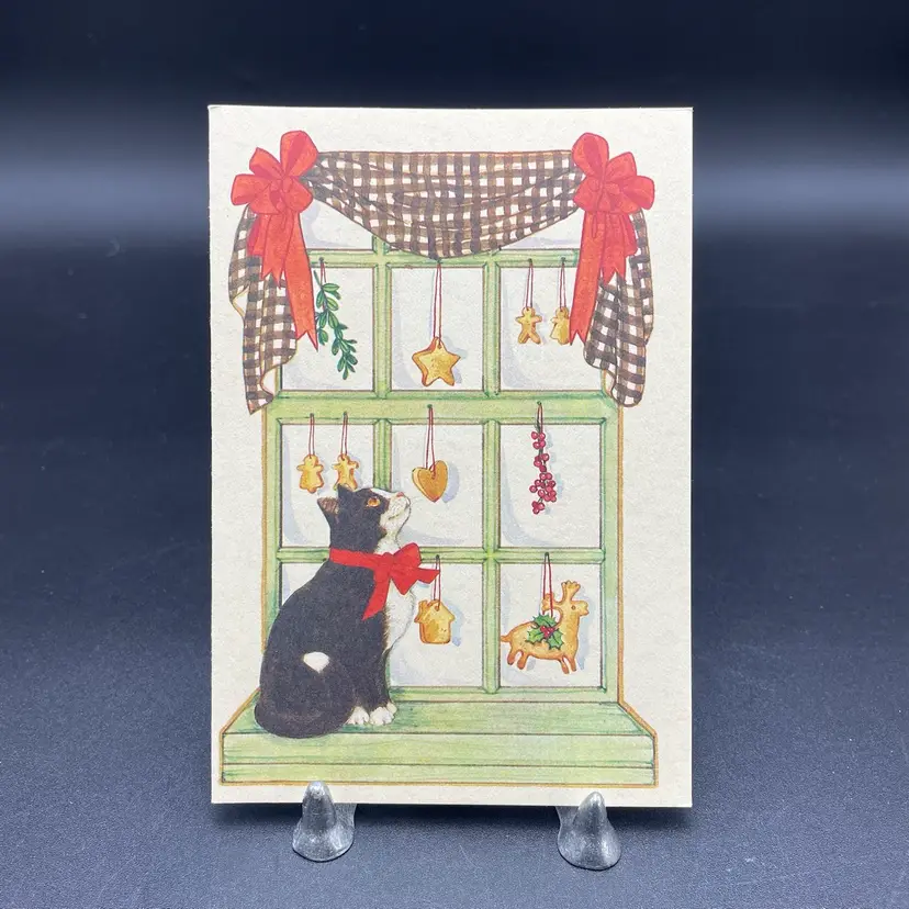Artis Kitty Cat Kitten in Window Christmas Greeting Cards Envelopes Set of 6