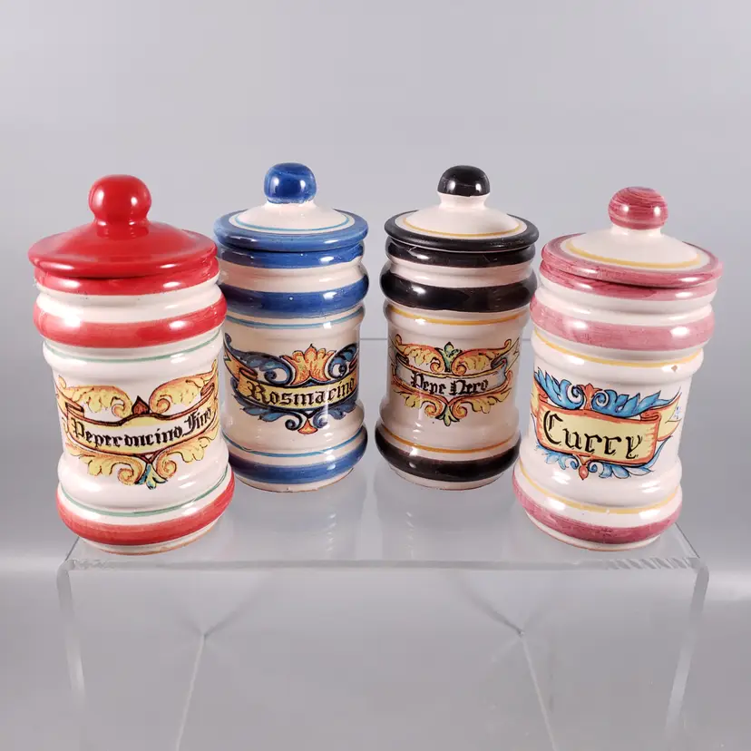 Italian SCURO DAL 1949 CERAMICA Terracotta SPICE JAR SET