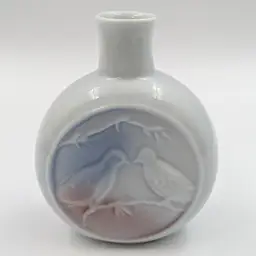 Highbank Scottish Porcelain Small Bottle Vase Birds Woodlands