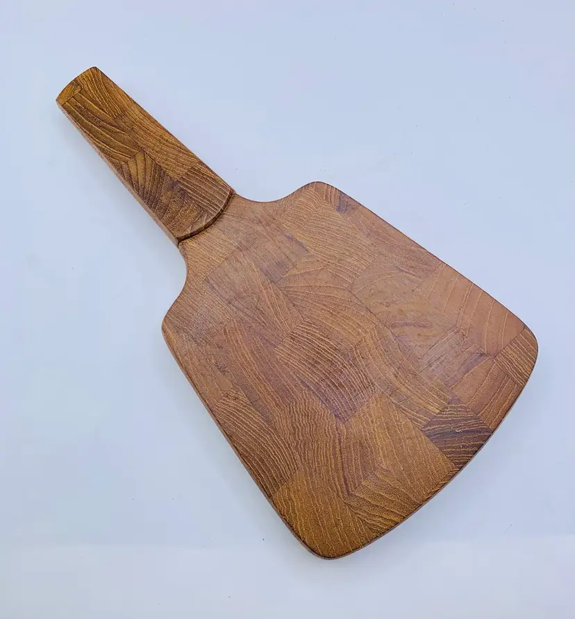Dansk Banjo Paddle Shaped Wood Cheese Cutting Board & Knife MCM Vintage