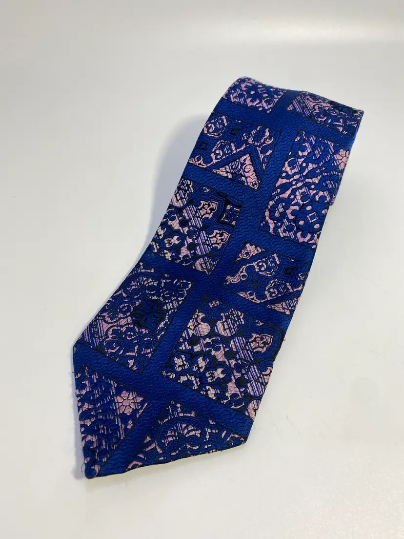 Vintage Damon Light Purple Blue Abstract Design Wide Tie 58" x 4.25"