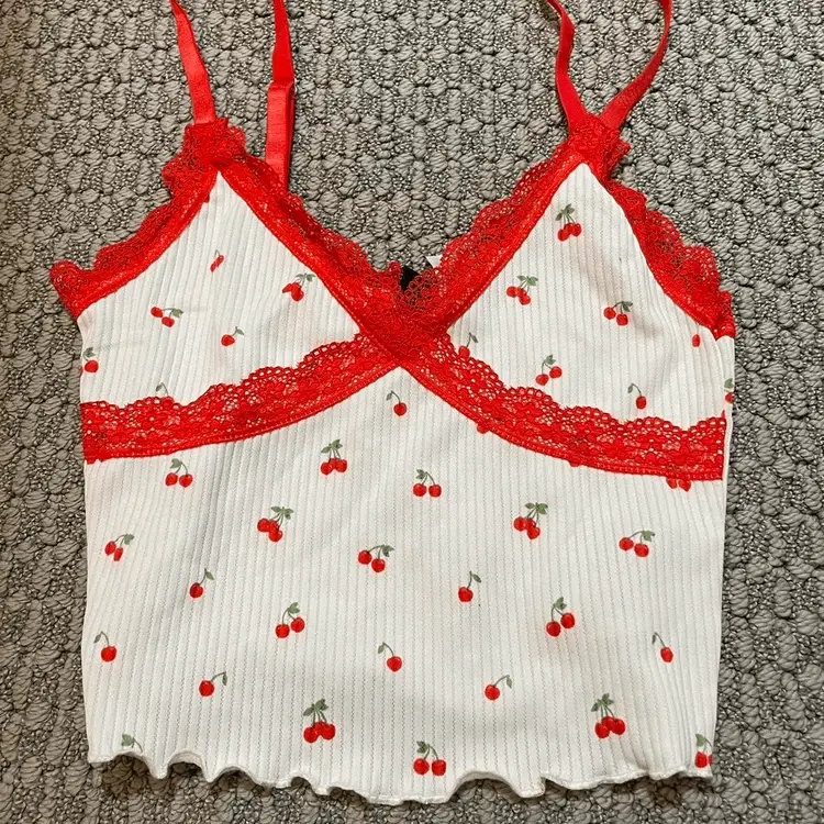 H&M Women's Red and White Vests-tanks-camis